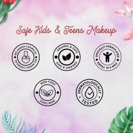 Whimsy 12 Pcs Organic Beauty Kit for Girls | Safe Makeup Kit | Birthday Gift for 4 5 6 7 8 9 10 11 12-16 Years Old | Non-Toxic Kids Lip balm, Eye Glitter, Eye Liner, Kids Lip Gloss & Mermaid Accessor