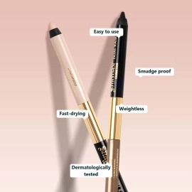 Shryoan Shimmery Dual Kajal with Sharpener | Waterproof | Long-Lasting | Black & Brown Shades | Long lasting smudge proof| Sweat proof Formula | 24-Hour Wear (Pack of 1)