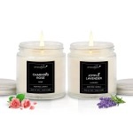 Aromahpure Scented Candles (55 Hrs) |Pack of 2| 100% Soy Wax Handcrafted | Smoke-Free | Charming Rose-Bulgarian Rose, Joyful Lavender- Lavender Fragrance Candles for Home & Gift Sets