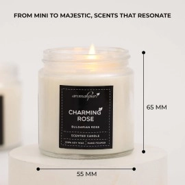 Aromahpure Scented Candles (55 Hrs) |Pack of 2| 100% Soy Wax Handcrafted | Smoke-Free | Charming Rose-Bulgarian Rose, Joyful Lavender- Lavender Fragrance Candles for Home & Gift Sets