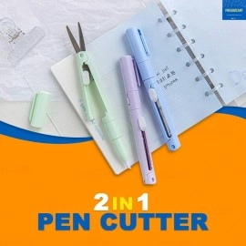 FreshDcart FDCA497 Creative Multifunction Foldable Scissors | 2 in 1 Pen Cutter | Mini Folding Scissor for School, College, Office, Project (Multicolor - Pack of 1)