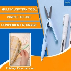 FreshDcart FDCA497 Creative Multifunction Foldable Scissors | 2 in 1 Pen Cutter | Mini Folding Scissor for School, College, Office, Project (Multicolor - Pack of 1)