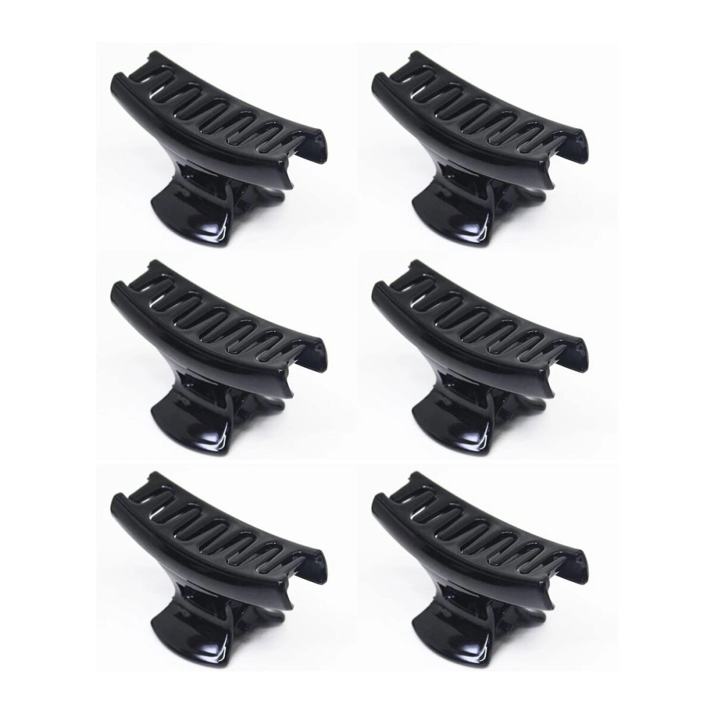 Nsb Herbals Black Plastic Hair Clutch For Women, Girls Medium Size Trendy Hair Clip Hair Claws (Pack Of 6)