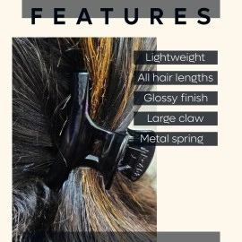 Nsb Herbals Black Plastic Hair Clutch For Women, Girls Medium Size Trendy Hair Clip Hair Claws (Pack Of 6)