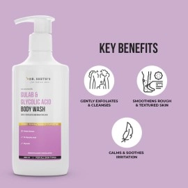 Dr. Sheth\'s Gulab & Glycolic Acid Exfoliating Body Wash|For Smoother, Even-Toned Skin|With Glycolic Acid & Gulab Extract| Men & Women|250 Ml