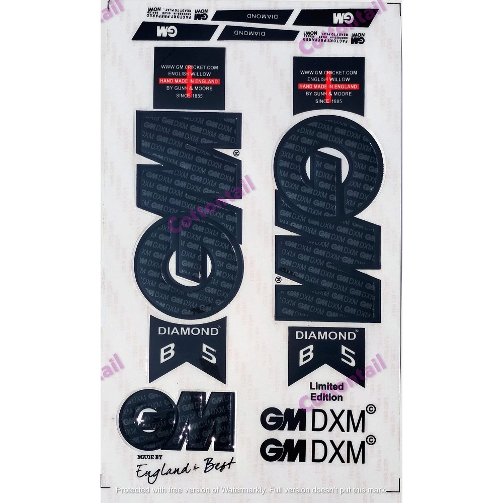 Cottontail | 3D DMND Edition | English Willow | Embossed Cricket Bat Sticker | Black