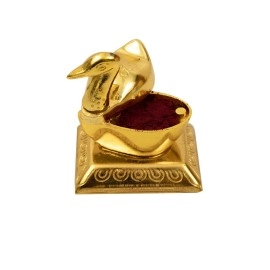 Spillbox Brass Box Pooja | Puja | Roli | Chawal | Chandan | Haldi | Kumkum Puja Box | Sindoor | Turmeric | Dabbi | Dibbi | Dhani | Dani Lid Holder - Duck Swan kumkum- pack of 2