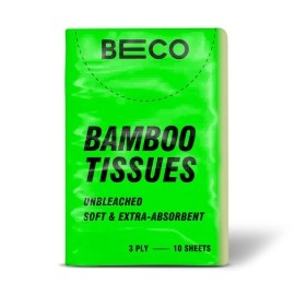 Beco Organic Ultra-Soft 3 ply Travel Tissue Packs | Pocket Tissue Papers | Pack of 10 |Prepared From Pure Bamboo Pulp | Tree-Free Tissue Papers |200 Tissues