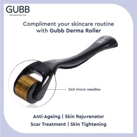 GUBB Derma Roller 0.5mm for Face - Microneedling Tool for Acne Scars,Wrinkles,Beard Growth Stimulator,Skin Rejuvenation,Stretch Marks,Glowing Skin and Hair Regrowth - Golden