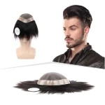 Artello SUPER MONO Smart Hair Patch for Men, Fine Hair Wig in 100% Natural Human Hair, Easy Fit with Tape, Glue or Clips, 2D Super Base (Colour: Naturally Black) (8x6)