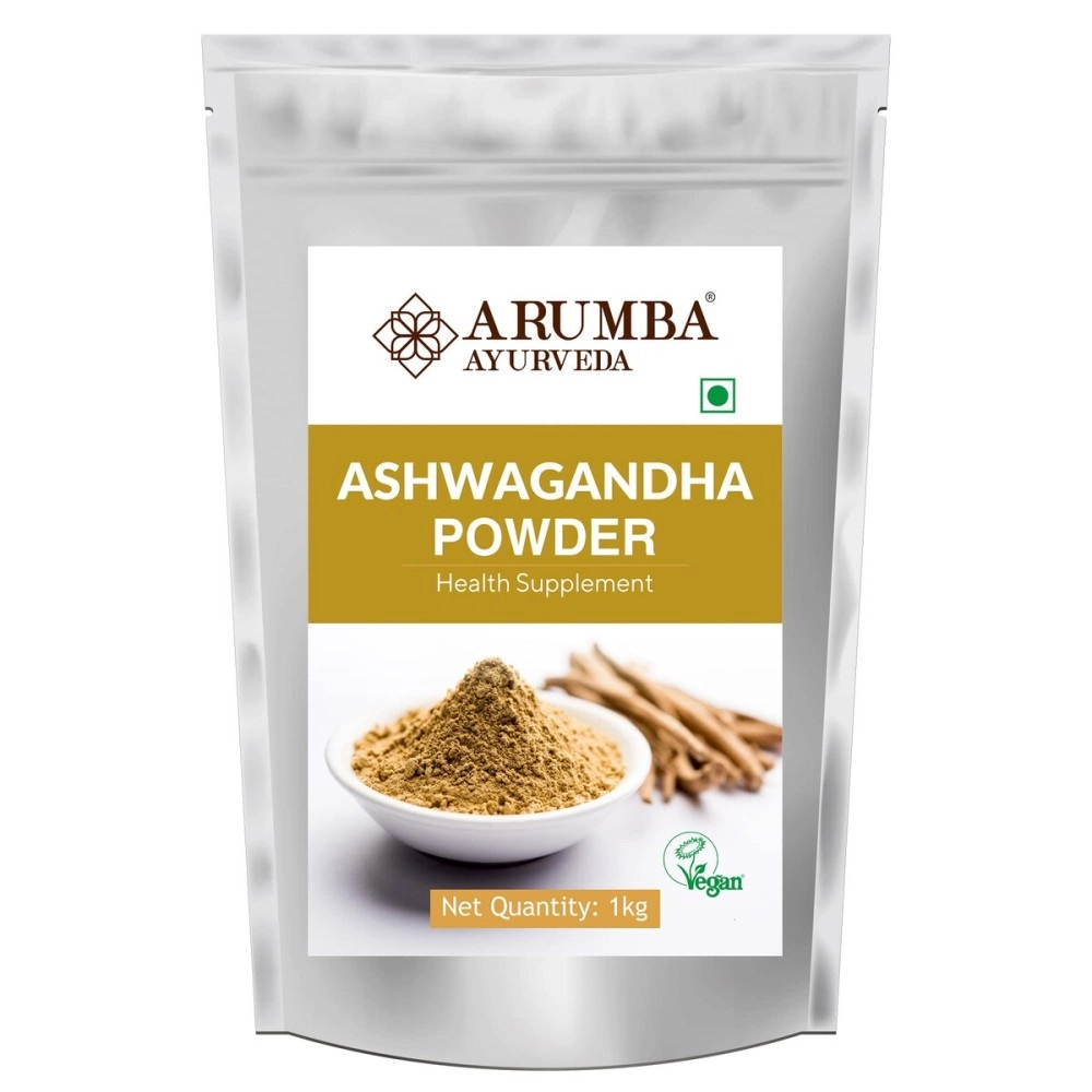 Arumba Ashwagandha Churna Powder 1Kg, Made with 100% Natural Ashwagandha Root, Withania Somnifera, Indian Ginseng For Stress Relief, Overall wellness support