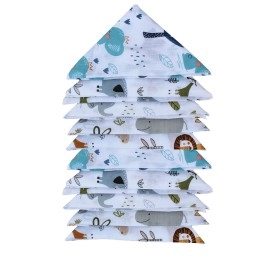 Trance Home Linen Super Soft 100% Cotton Thin Malmal Face Towels | Reusable Hygiene Wash Cloth | Napkin For New Babies | Soft Hankies For Children (Small 40 X 40 Cm, Baby Pug - Pack Of 10 Pcs), 200 Tc