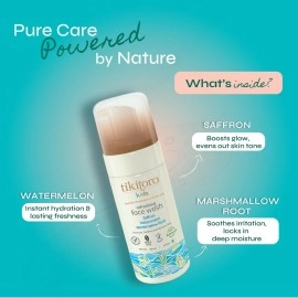 Tikitoro Kids Refreshing face wash, 100% Vegan with Saffron, Watermelon and Marshmallow Root. Cleanses, Purifies & Moisturises Skin. No Parabens & Sulphates (100 ml)