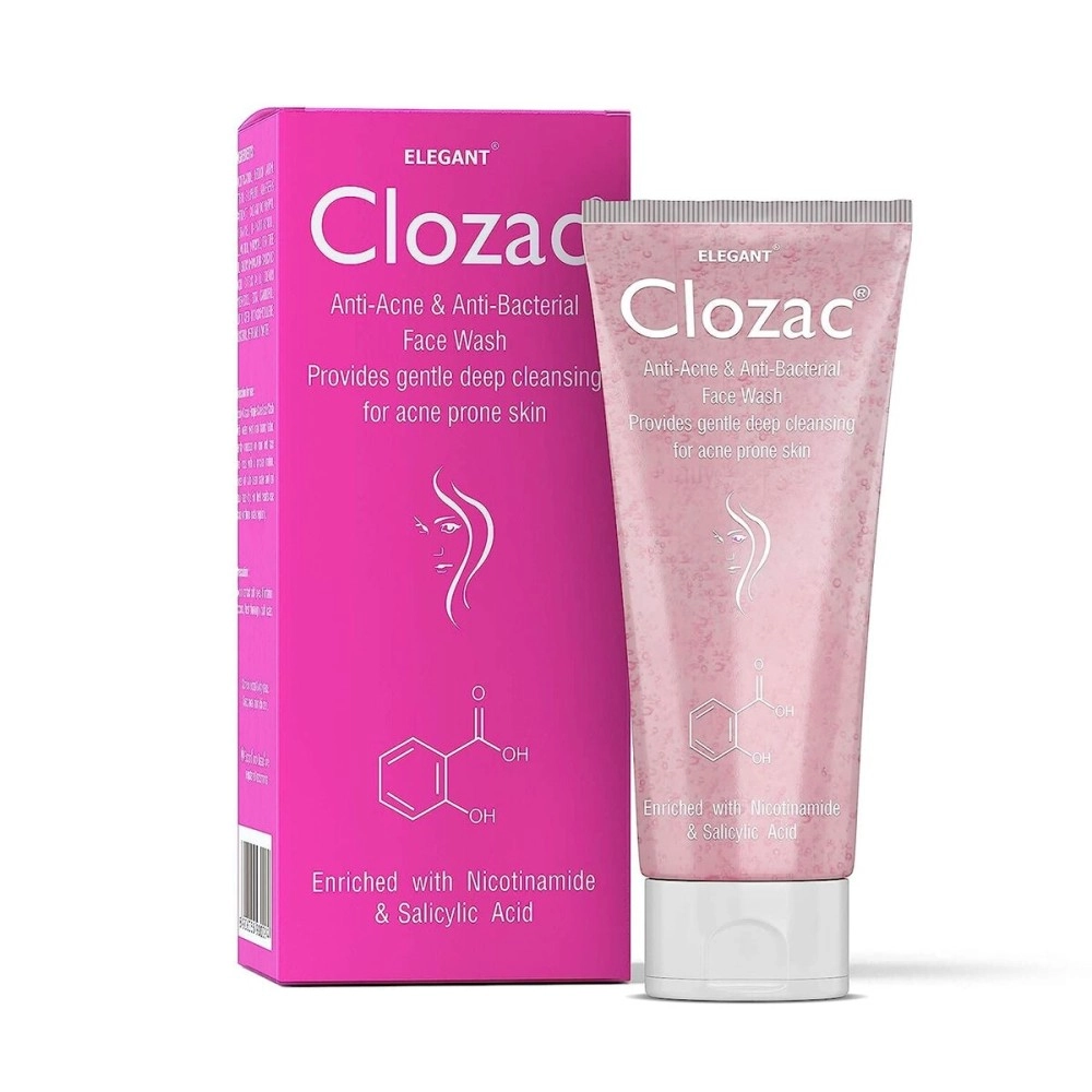 Clozac Anti Acne Facewash 60ml | Acne Purifying Cleanser | Tea Tree Oil, Aloevera, Vitamin E | For Acne Prone and Oily Skin | Men and Women