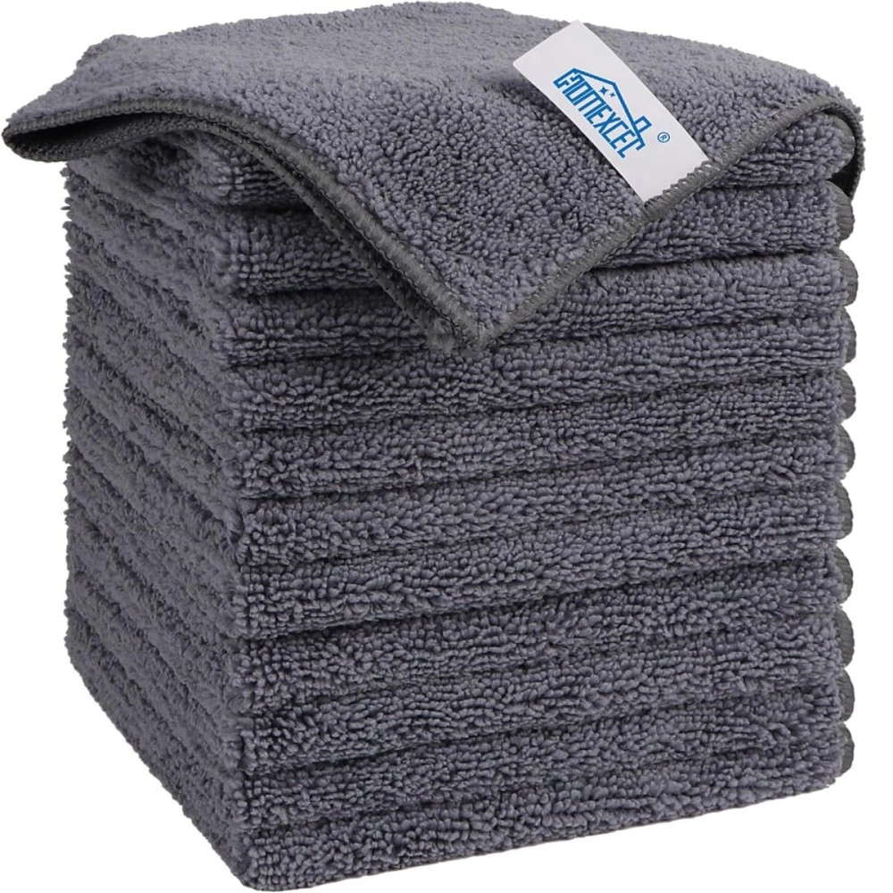 HOMEXCEL Grey Microfiber Cleaning Cloth, 12 Pack Premium Microfiber Towels for Cars, Lint Free, Scratch-Free, Highly Absorbent, Reusable Cleaning Rags for Car, Household, Kitchen, Window, 11.5X11.5
