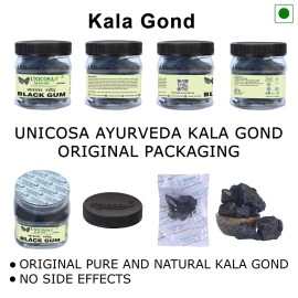 UNICOSA Ayurveda Natural Kala Gond 200gm | Gond Siyah Pure Jadibooti | Helps to Relieve Joint Pain, Muscle Pain, Bone Pain, Nerve Pain |Lab Tested & Certified