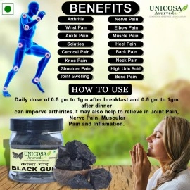 UNICOSA Ayurveda Natural Kala Gond 200gm | Gond Siyah Pure Jadibooti | Helps to Relieve Joint Pain, Muscle Pain, Bone Pain, Nerve Pain |Lab Tested & Certified