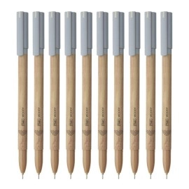 FLAIR Woody Ball Pen Wallet Pack | 0.7 mm Tip Size | Attractive Woody Design | Smooth Ink Flow System With Low-Viscosity Ink | Smudge Free Writing | Black Ink, Set Of 10 Pens