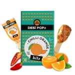 GO DESi Popz with Bitz - Chilli Orange Pop | Orange & Chilli Candy | Lollipop | Fruit Toffee | Indian Snacks | 50 Pieces | 400g Candy Packet