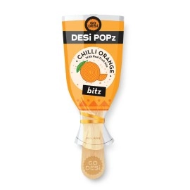 GO DESi Popz with Bitz - Chilli Orange Pop | Orange & Chilli Candy | Lollipop | Fruit Toffee | Indian Snacks | 50 Pieces | 400g Candy Packet