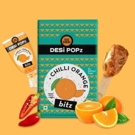 GO DESi Popz with Bitz - Chilli Orange Pop | Orange & Chilli Candy | Lollipop | Fruit Toffee | Indian Snacks | 50 Pieces | 400g Candy Packet