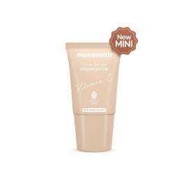 Mamaearth Glow Serum Foundation Mini Tube With Vitamin C & Turmeric for 12-Hour Long Stay - 18 Ml (Nude Glow), Full Coverage, Matte Finish