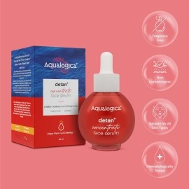 Aqualogica Detan+ Concentrate Face Serum for Men & Women - With Cherry Tomato & Glycolic Acid for Tan Removal, Gentle Exfoliation Oily, Dry & Glowing Skin -30ml