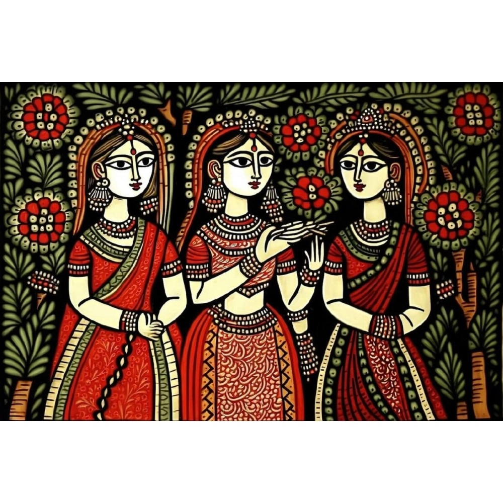 TULIP N TURTLE Madhubani Diy Acrylic Paint By Number Kit For Adults Kids Beginner Number Painting Kit Diy Canvas Painting By Number,Multi-Coloured