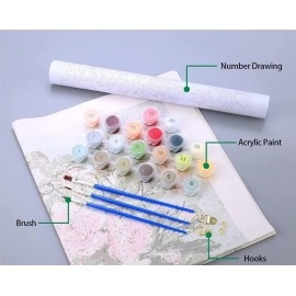 TULIP N TURTLE Madhubani Diy Acrylic Paint By Number Kit For Adults Kids Beginner Number Painting Kit Diy Canvas Painting By Number,Multi-Coloured