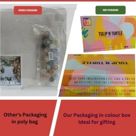 TULIP N TURTLE Madhubani Diy Acrylic Paint By Number Kit For Adults Kids Beginner Number Painting Kit Diy Canvas Painting By Number,Multi-Coloured