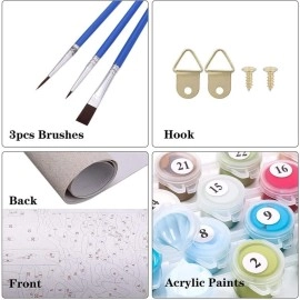 TULIP N TURTLE Madhubani Diy Acrylic Paint By Number Kit For Adults Kids Beginner Number Painting Kit Diy Canvas Painting By Number,Multi-Coloured