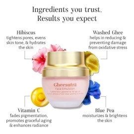 Shankara Gheesutr Face Emulsion Natural Desi Ghee Face Moisturizer Cream For Even Skin Glow and Rejuvenation with Vitamin C,Hibiscus and 100 Times Washed Ghee- 30 ml