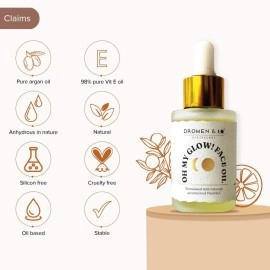 Dromen & Co. Oh My Glow! face oil is made using naturally accumulated Vitamin C, Vitamin A, Vitamin B-complex, Vitamin E, and Argan oil. An oil-based glow-boosting daily potion