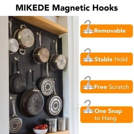 MIKEDE Magnetic Hooks Heavy Duty, 150Lbs+ Super Strong Magnetic Hooks for Cruise Essentials, Neodymium Earth Magnets with Hook for Hanging, Magnetic Metal Hanger for Fridge, Toolbox, Storage, 4 Pack