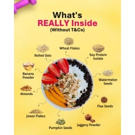 True Elements Protein Muesli 1kg - 24g Clean Protein | With 15% Millets, Almonds, Seeds & Black Currant | High Protein Breakfast Cereal | 100% Wholegrain Muesli