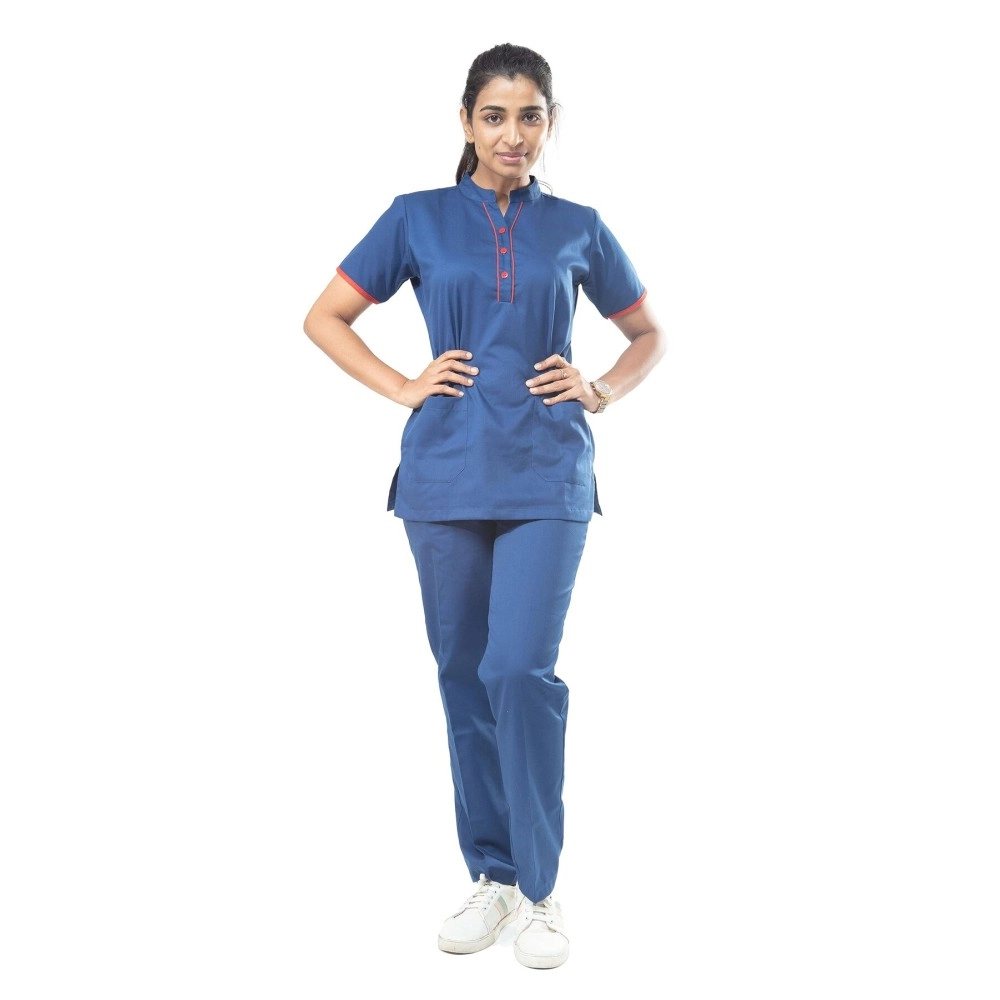 UNIFORM CRAFT Women\'s Polyester-Cotton Nurse Uniforms - Ideal for Nurses Uniform | Clinic Uniforms | Hospital Uniform for Nurses | Hospital Uniform | NT07 Royal Blue (L)