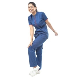 UNIFORM CRAFT Women\'s Polyester-Cotton Nurse Uniforms - Ideal for Nurses Uniform | Clinic Uniforms | Hospital Uniform for Nurses | Hospital Uniform | NT07 Royal Blue (L)