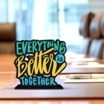 Artvibes Art Vibes Wooden Idols&Figurine Everything Is Better Together Quote Table Decoration For Office Desk|Home Decor|Living Room|Bedroom|Modern Art Wood Alphabet Showpiece Decorative Gift(Sp_1107)