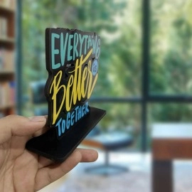 Artvibes Art Vibes Wooden Idols&Figurine Everything Is Better Together Quote Table Decoration For Office Desk|Home Decor|Living Room|Bedroom|Modern Art Wood Alphabet Showpiece Decorative Gift(Sp_1107)