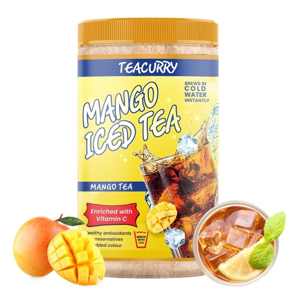 TEACURRY Mango Instant Iced Tea Mix (160 Gram) - Ice Brew, Cold Brew, Strong and Highly Flavourful, No Artificial Ingredients - Instant Ice Tea Powder with Natural Mango Flavour