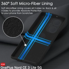 TheGiftKart Liquid Silicone Back Cover for OnePlus Nord CE 3 Lite 5G | Soft Micro-Fibre Lining Inside | Camera Protection Bump | Shockproof Back Cover Case for OnePlus Nord CE 3 Lite 5G (Black)