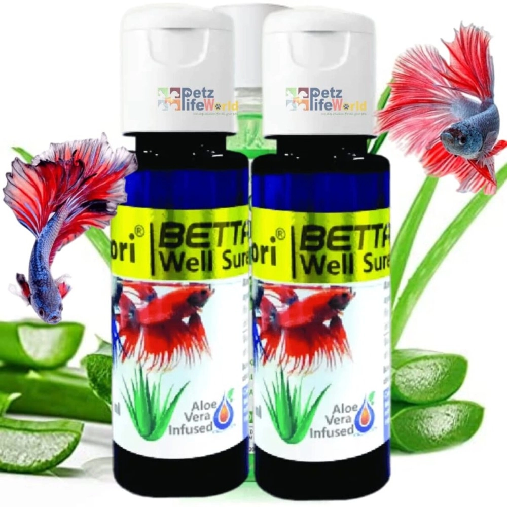 VAYINATO Aquatic Remedies Stori Betta Well Sure | Aloe Vera Infused All in One Complete Solution for Betta Fish Health Related Issue Like FinRot, External Wounds and Dropsy (30ML* Pack of 2) - 60ML