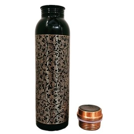 KC Pure Copper Designer Water Bottle with Advanced Leak Proof Protection and Joint Less, Ayurveda and Yoga Health Benefits. (1000ml, Pack of 1Unit) With Antique Look