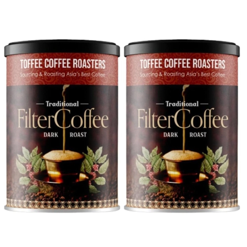 Toffee Coffee Roasters | Pack of 2 x 200gm (400gms) South Indian Filter Coffee | As Seen On Shark Tank | Specialty Blend | Traditional Dark Roast Signature Filter Coffee