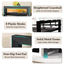 A to Z Hub Wall Mount Microwave Oven Rack - Metal Holder Storage Stand - Cooker Utensils Dish Shelf Organizer with Hooks for Home & Kitchen Appliances