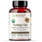 Rooted Active\'s Turkey Tail mushroom Extract Capsules (90 Veg Caps, 500 mg), USDA & EU Certified Organic| 30% Beta Glucans - Lab verified | Heart health, Stress Relief, Liver support