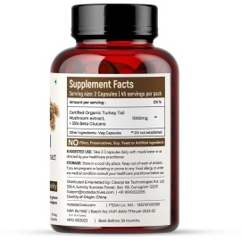 Rooted Active\'s Turkey Tail mushroom Extract Capsules (90 Veg Caps, 500 mg), USDA & EU Certified Organic| 30% Beta Glucans - Lab verified | Heart health, Stress Relief, Liver support