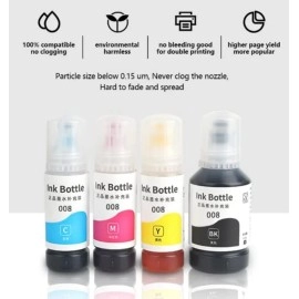 ANG Refill 008 for epssonn L6460/L6490/L6550/L6570/L6580/L11160/L15150/L15160 Printer Black + Tri Color Combo Pack Ink Bottle