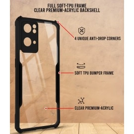 Jkobi Back Cover Case for Oppo Reno7 Pro 5G | Reno 7 Pro 5G (Shockproof with Polycarbonate Clear Panel | Professional Black)