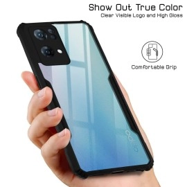 Jkobi Back Cover Case for Oppo Reno7 Pro 5G | Reno 7 Pro 5G (Shockproof with Polycarbonate Clear Panel | Professional Black)